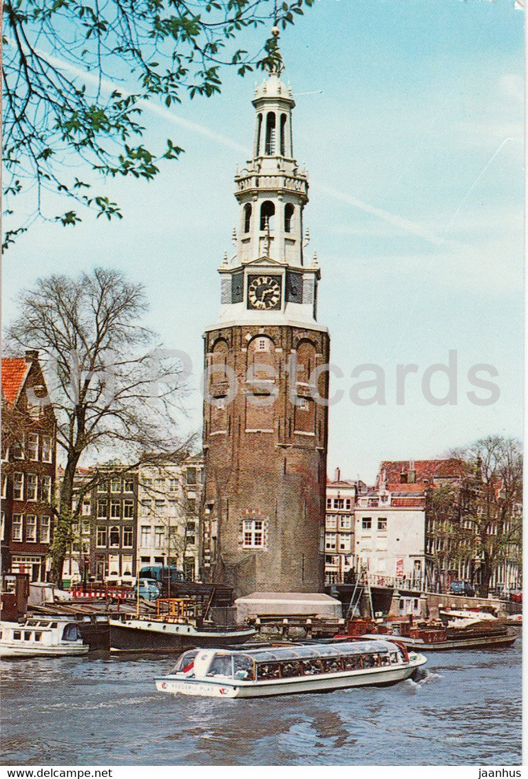 Amsterdam - Montelbaan Tower - passenger boat - Netherlands - unused - JH Postcards