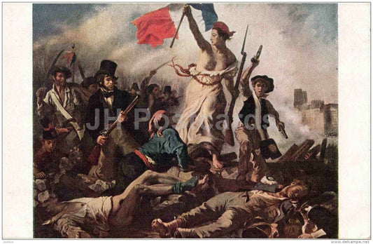 painting by Eugene Delacroix - La Barricade - revolution - France - Musee du Louvre - french art - unused - JH Postcards