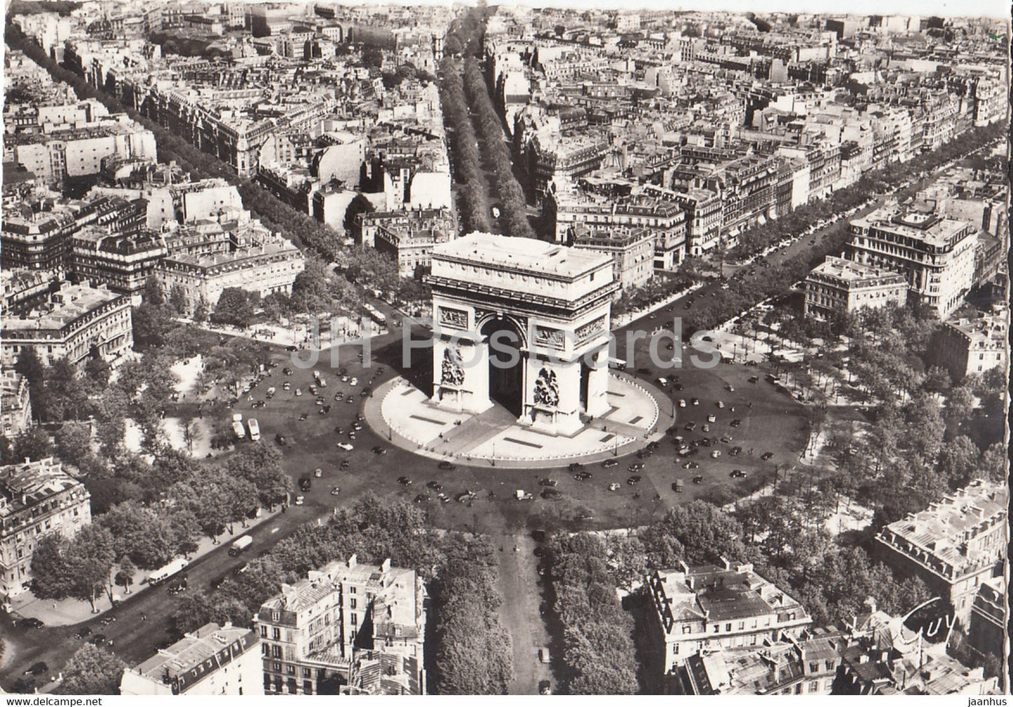 Paris - En Avion sur Paris - La Place et l'arc de triomphe de l'Etoile - Champs Elysees - 1962 - France - used - JH Postcards