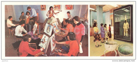 young artists - painting - Museum of Archaeology - Almaty - Alma-Ata - 1980 - Kazakhstan USSR - unused - JH Postcards