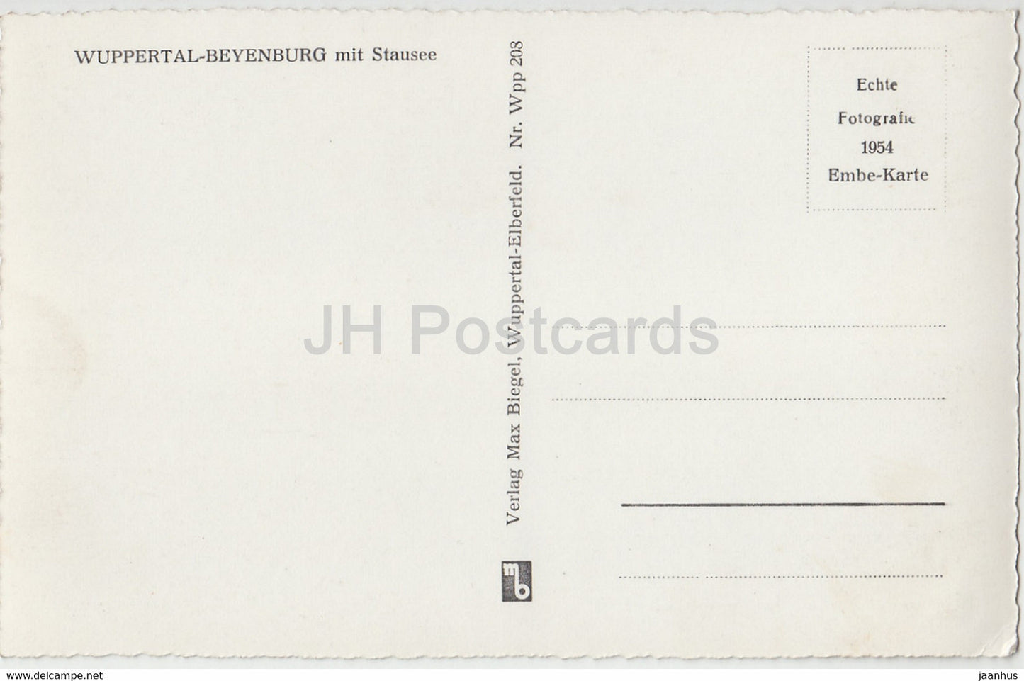 Wuppertal Beyenburg mit Stausee - old postcard - Germany - unused