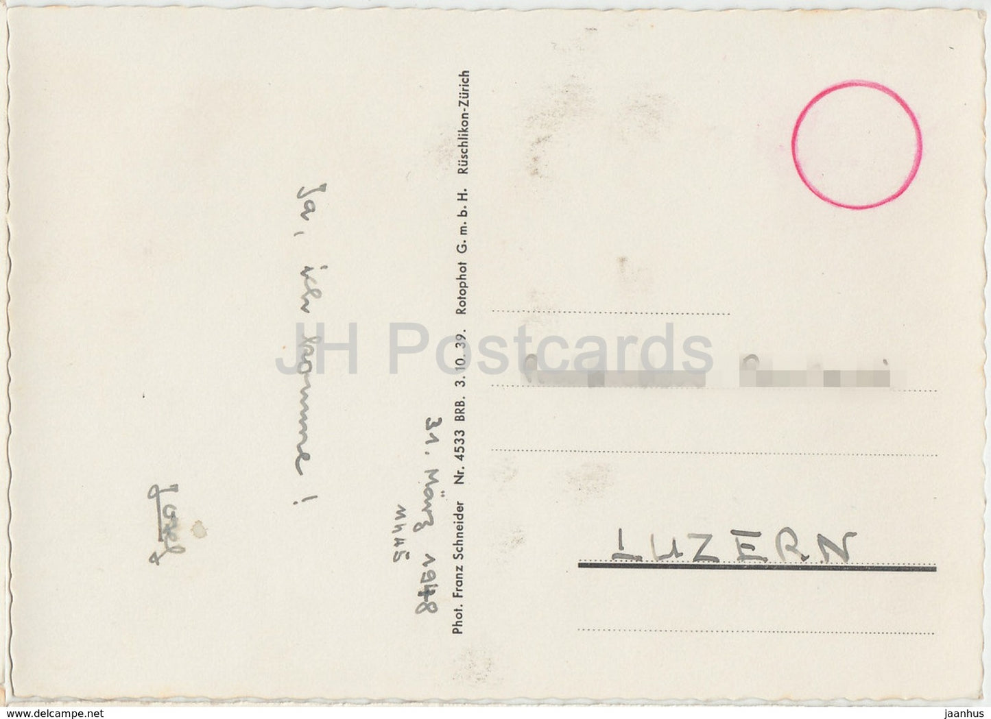 Luzern - Lucerne - Lowendenkmal - lion - monument - 1948 - Switzerland - used