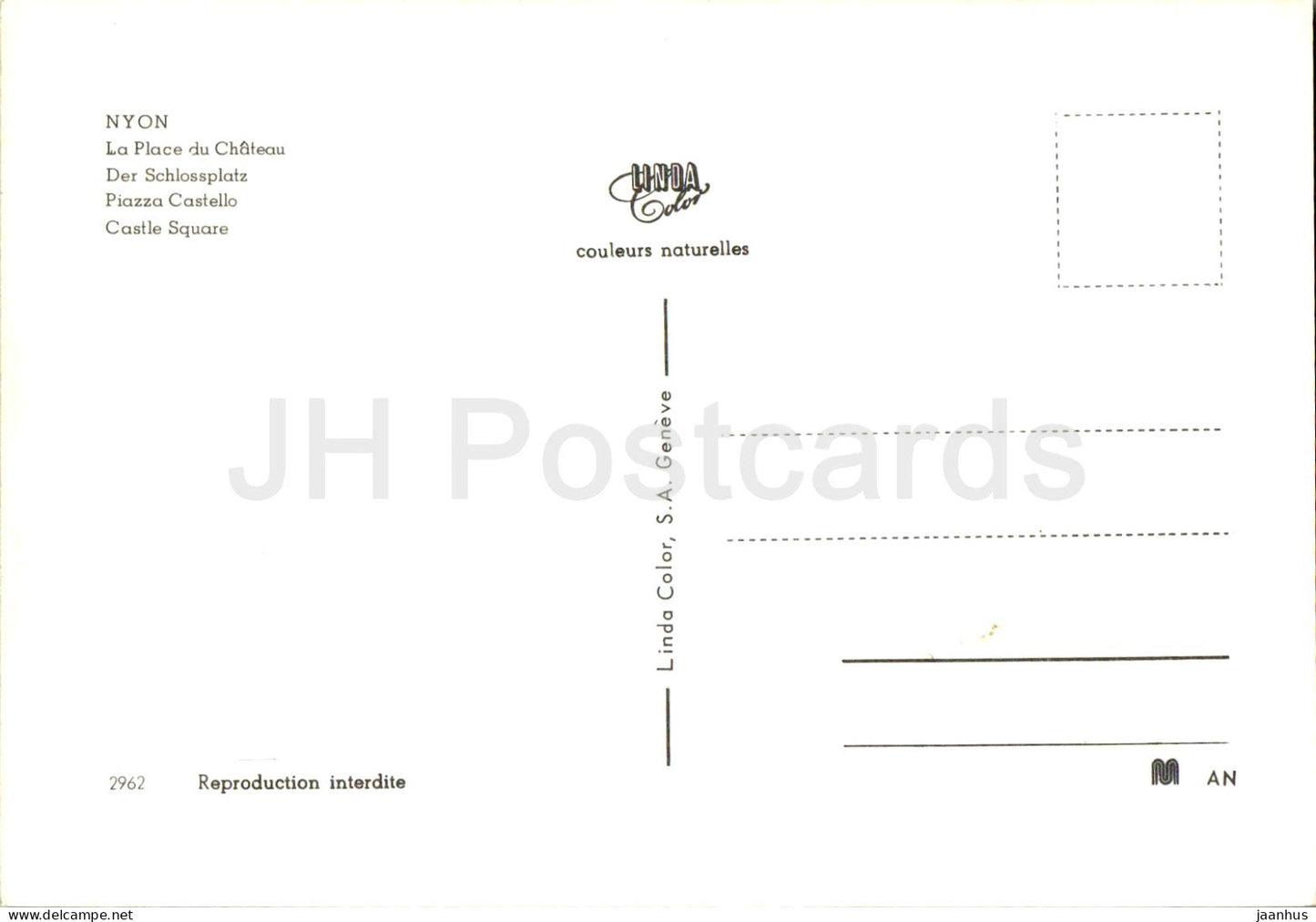 Nyon - La Place du Château - Place du Château - voiture - 2962 - Suisse - inutilisée 