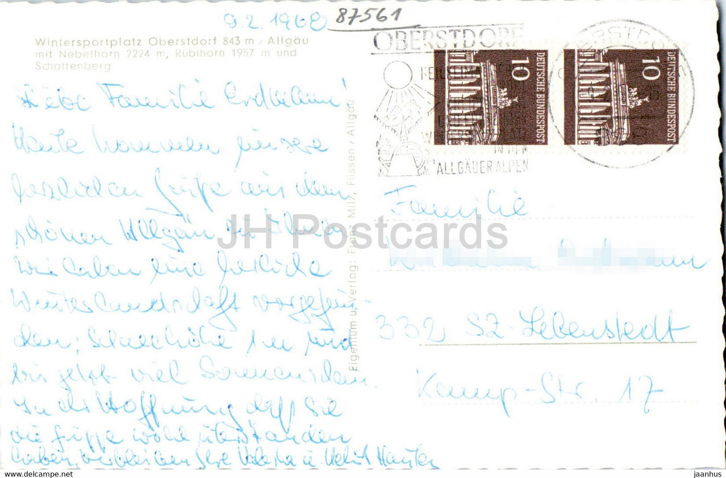 Wintersportplatz Oberstdorf - Nebelhorn - Rubihorn - Schattenberg - 1968 - Germany - used