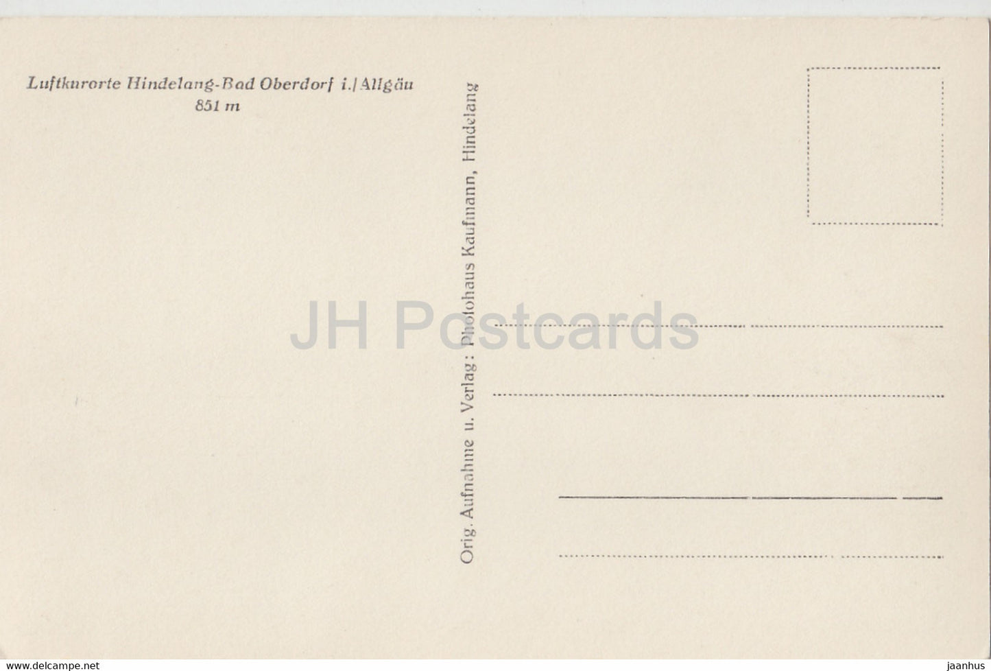 Luftkurorte Hindelang Bad Oberdorf i Allgau 851 m - old postcard - Germany - unused