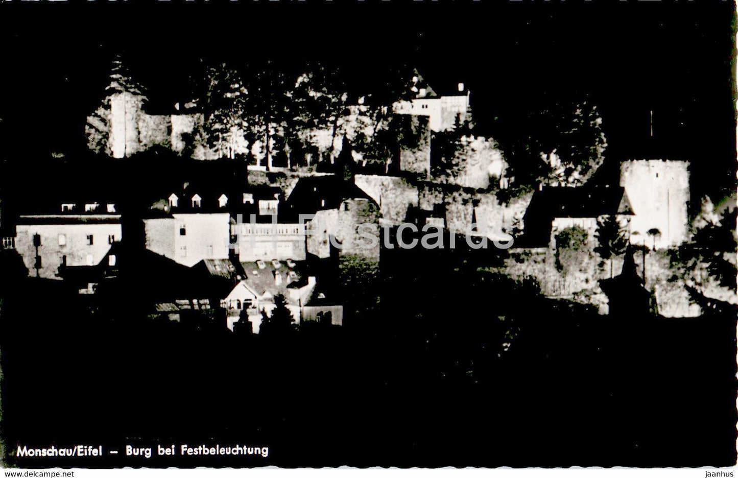 Monschau - Burg bei Festbeleuchtung - castle - old postcard - Germany - unused - JH Postcards