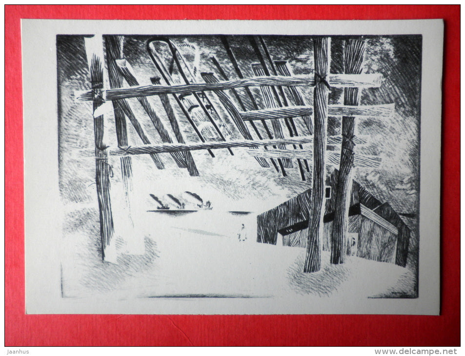 illustration by Vitaly Petrov - Blizzard Passed - Chukotka - 1977 - Russia USSR - unused - JH Postcards