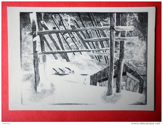 illustration by Vitaly Petrov - Blizzard Passed - Chukotka - 1977 - Russia USSR - unused - JH Postcards