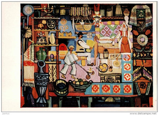 painting by F. Manailo - By Grandfather - ukrainian art - unused - JH Postcards