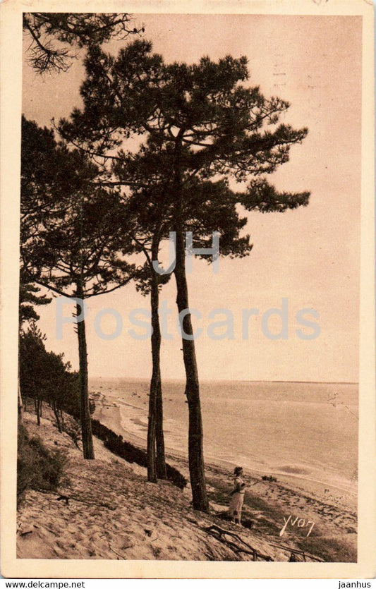 Le Moulleau - La Plage vue du Parc des Abatilles - old postcard - 1938 - France - used - JH Postcards