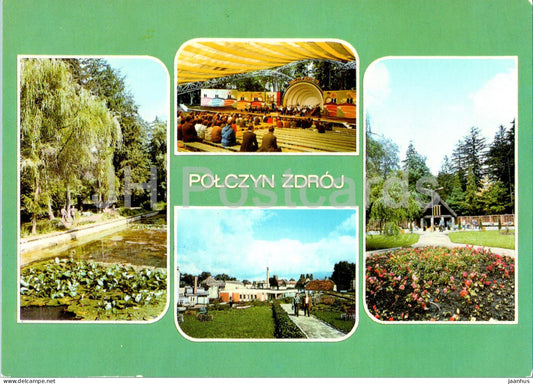 Polczyn Zdroj - Park Zdrojowy - Amfiteatr - Klub Kawiarnia Amfora - Pijalnia - Amphitheater multiview - Poland - unused - JH Postcards