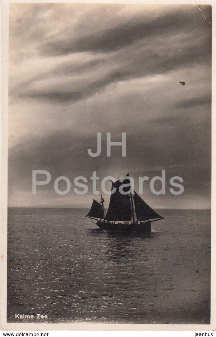 Kalme Zee - sailing boat - old postcard - 1932 - Netherlands - used - JH Postcards