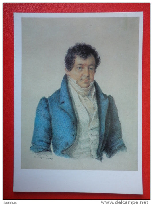 painting by M. Terebenev , portrait of A. Turgenyev - Pushkin and his contemporaries - russian art - unused - JH Postcards