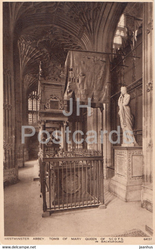 London - Westminster Abbey - Tomb of Mary Queen of Scots - 64037 - old postcard - England - United Kingdom - unused - JH Postcards