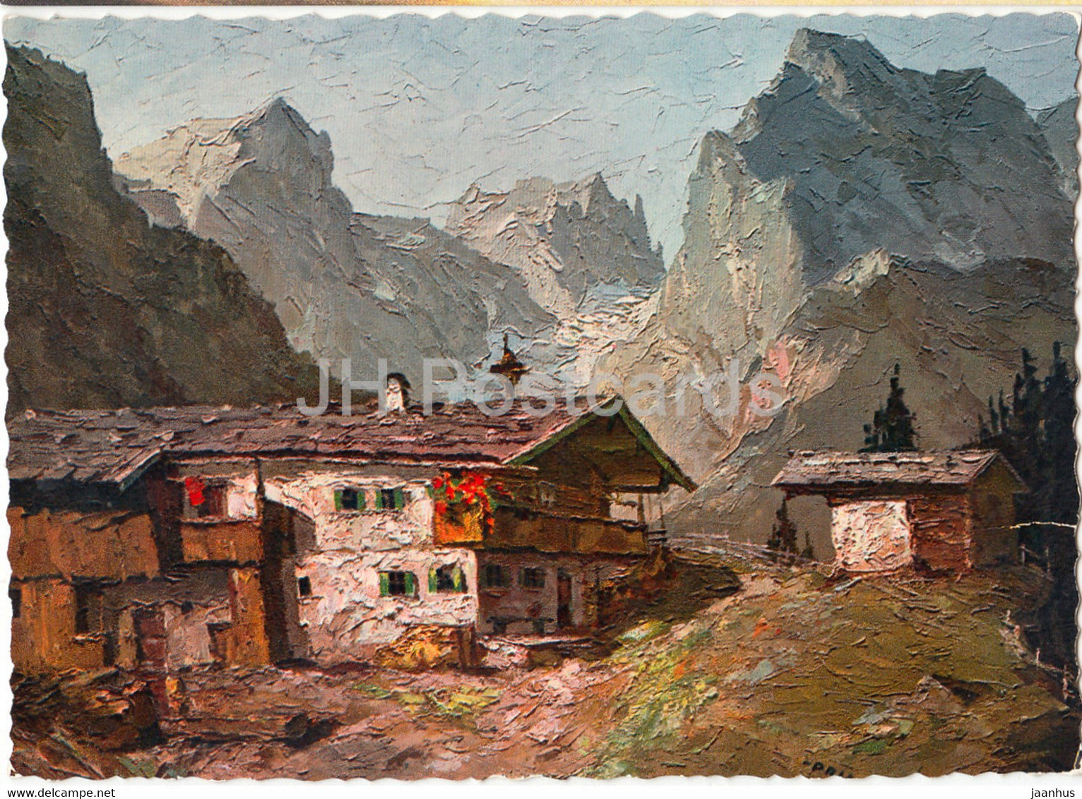 painting - Gehoft im Wilden Kaiser - Original Prinz - Austrian art - Austria - unused - JH Postcards
