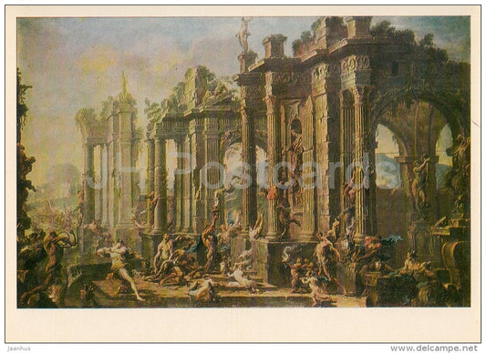 painting by Alessandro Magnasco - Bacchanalia - Italian art - Russia USSR - 1980 - unused - JH Postcards