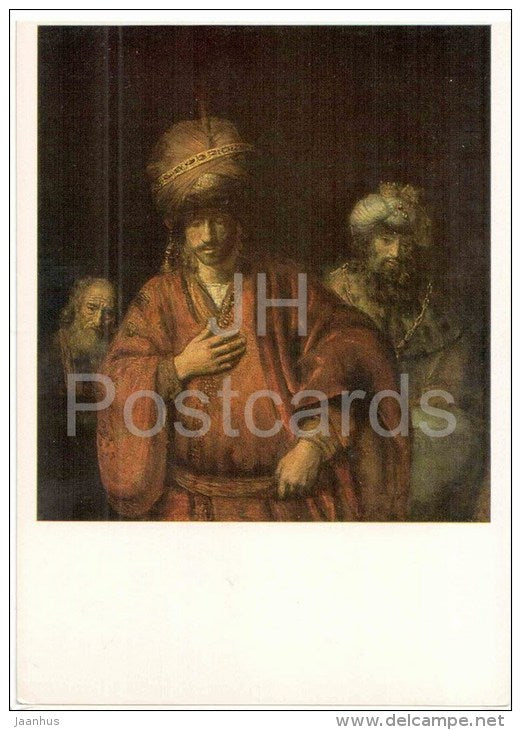 painting by Rembrandt - David and Uriah , 1665 - dutch art - unused - JH Postcards