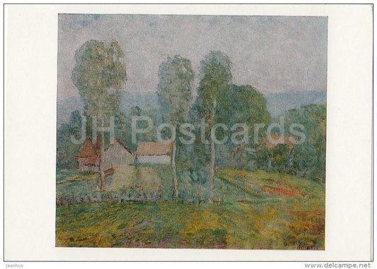 painting by A. Sotskov - Village in Modova , 1976 - Russian art - Russia USSR - 1987 - unused - JH Postcards