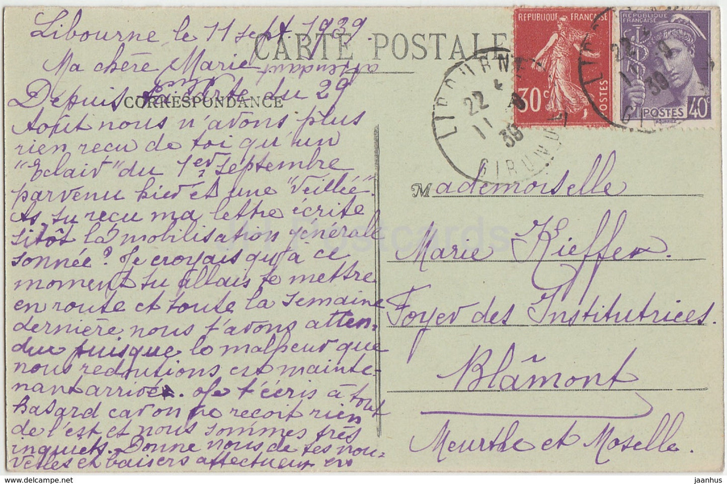 Libourne - Eglise Saint Jean - Kirche - 77 - 1939 - alte Postkarte - Frankreich - gebraucht