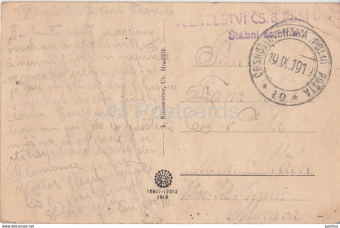 Uh Hradiste - Namesti Svobody - Uherske Hradiste - Rathhaus - old postcard - 1919  - Czech Republic - used