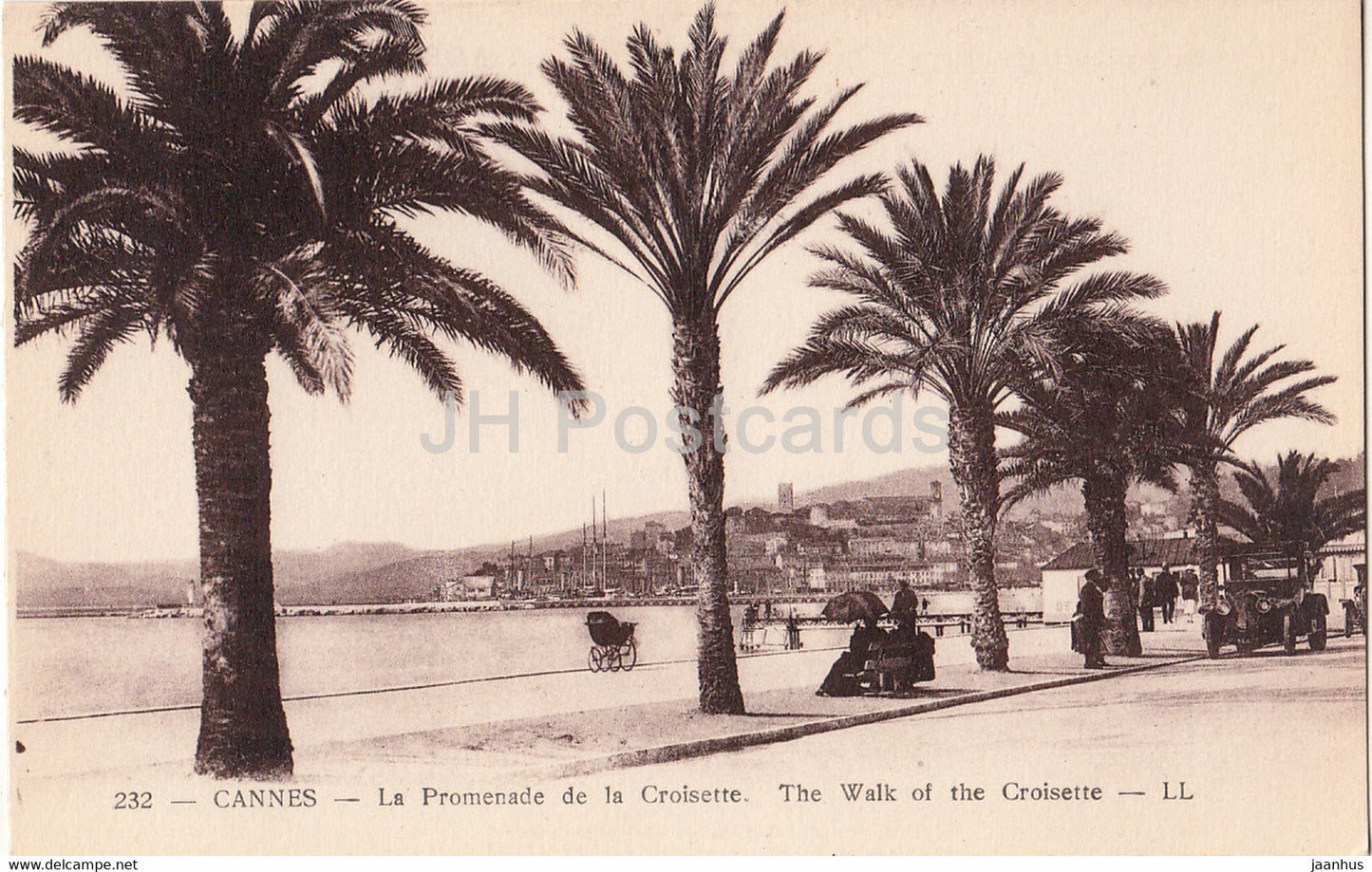 Cannes - La Promenade de la Croisette - The Walk of the Croisette - 232 - old postcard - France - unused - JH Postcards