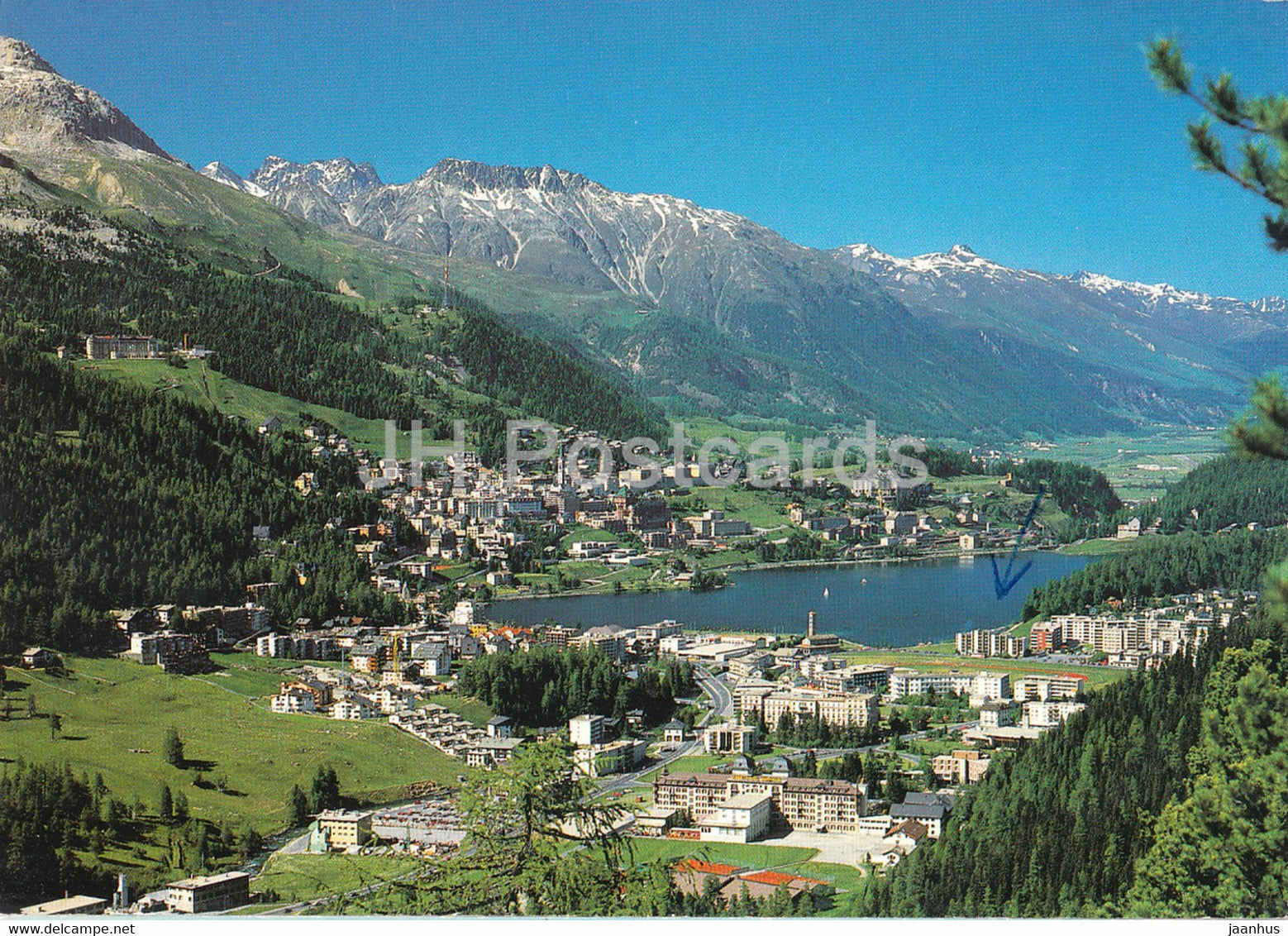 St Moritz - Bad und Dorf 1856 m - Engadin - 186 - Switzerland - used - JH Postcards