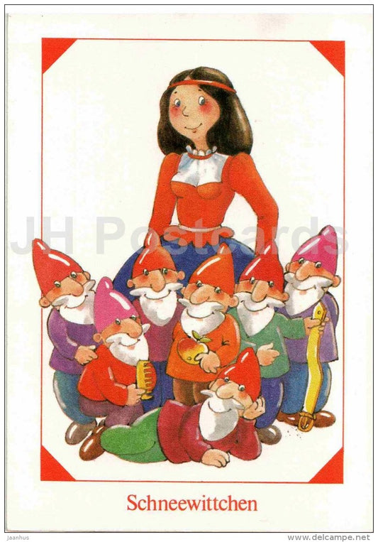 Schneewittchen - illustration by K. Arnold - Snow White - dwarfs - Märchen - Fairy Tale - Germany - unused - JH Postcards