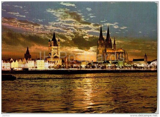 Köln am Rhein - Sonnenuntergang am Rhein mit Dom - sunset - Rhein river - cathedral - FF 2744 - nicht gelaufen - JH Postcards