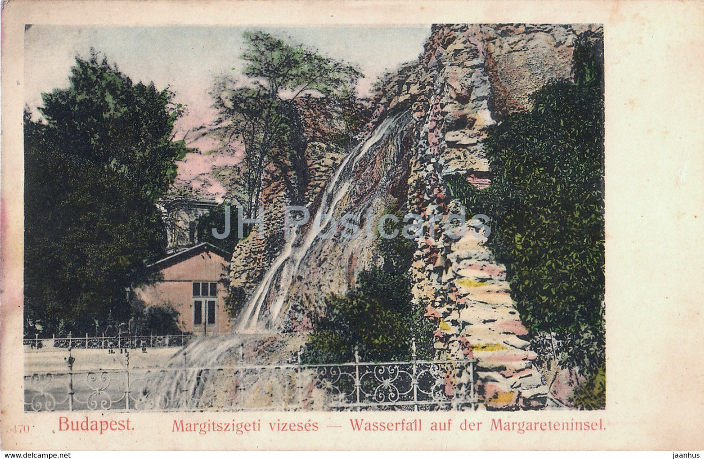 Budapest - Margitszigeti vizeses - Wasserfall auf der Margareteninsel - old postcard - Hungary - used - JH Postcards