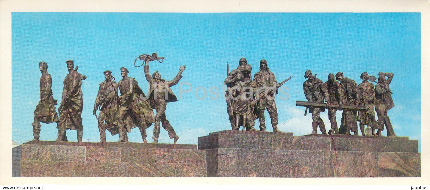 Monument to the Heroic Defenders of Leningrad - Pilot and sailors - memorial - 1976 - Russia USSR - unused - JH Postcards