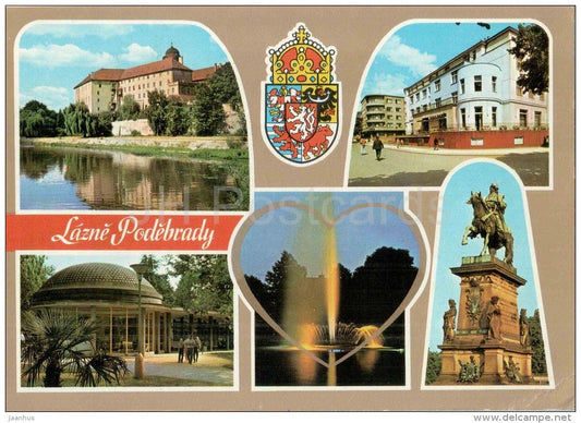 Lazne Podebrady - Podebrady Spa - monument - Czechoslovakia - Czech - circulated in 1974 - JH Postcards