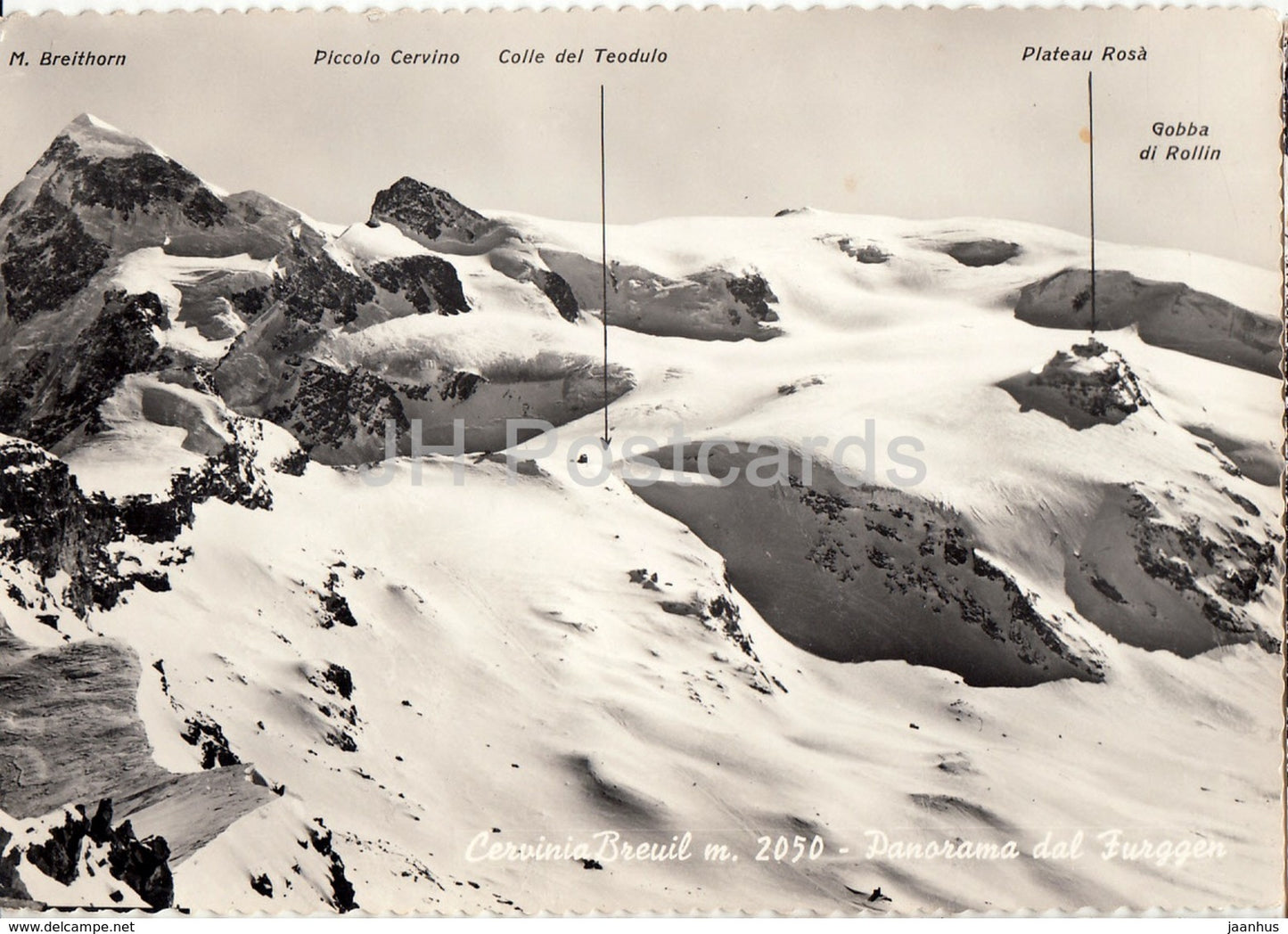 Cervinia Breuil 2050 m - Panorama dal Furggen - skiing seal . 1961 - Italy - used - JH Postcards