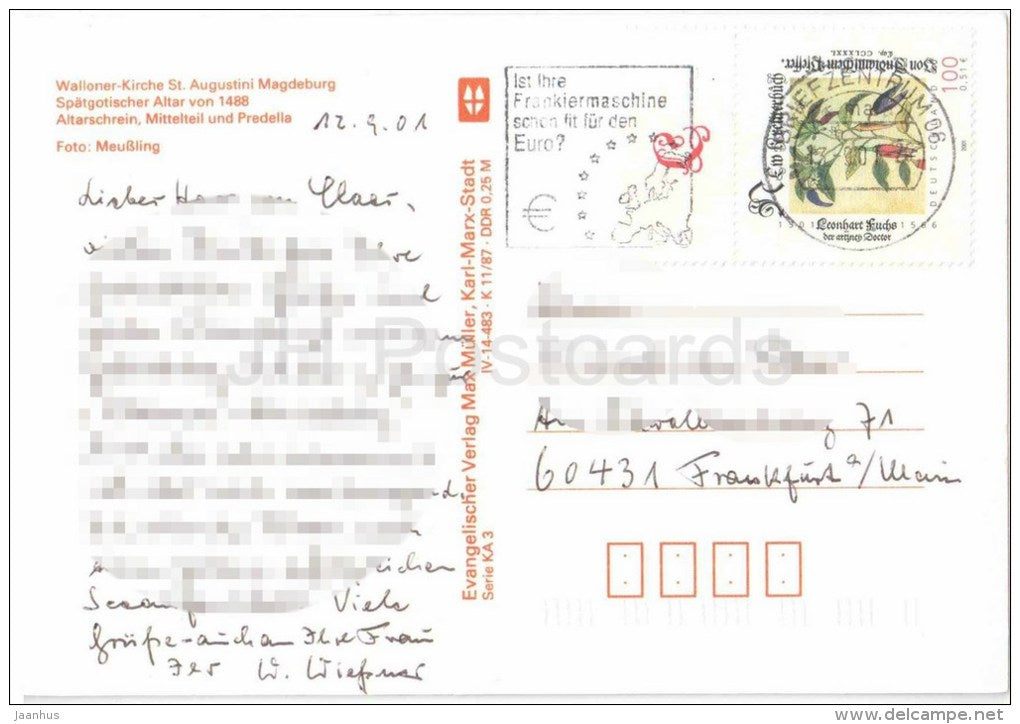 Walloner-Kirche St. Augustini Magdeburg - Spätgotischer Altar - Germany - 2001 gelaufen - JH Postcards