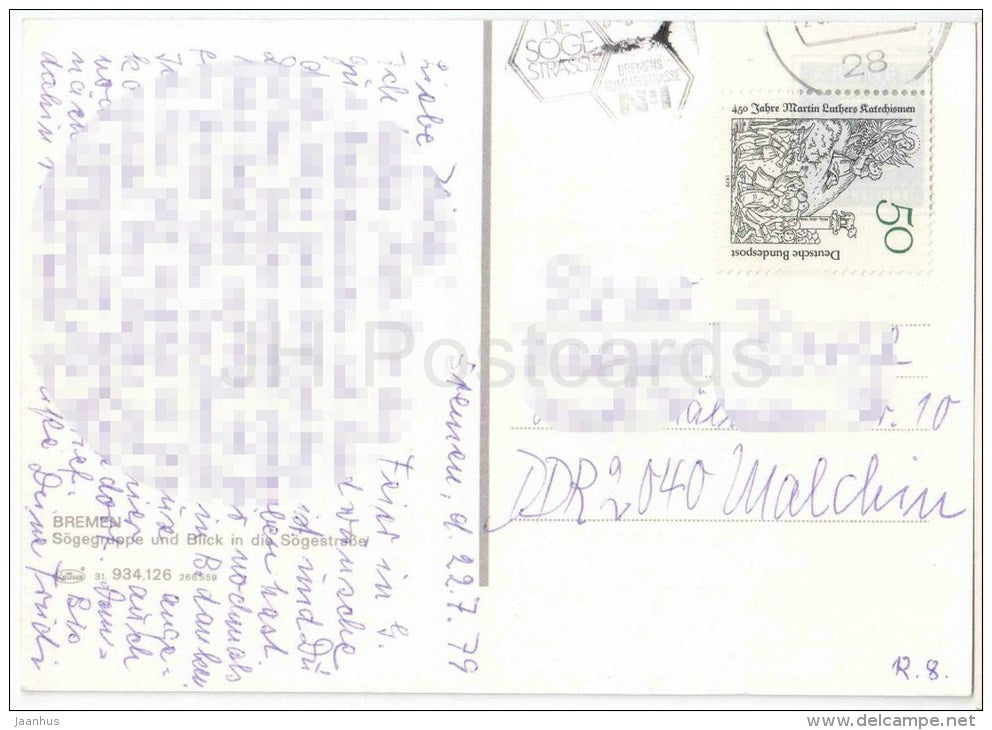 Bremen - Sögegruppe und Blick in die Sögestrasse - Germany - 1979 gelaufen - JH Postcards
