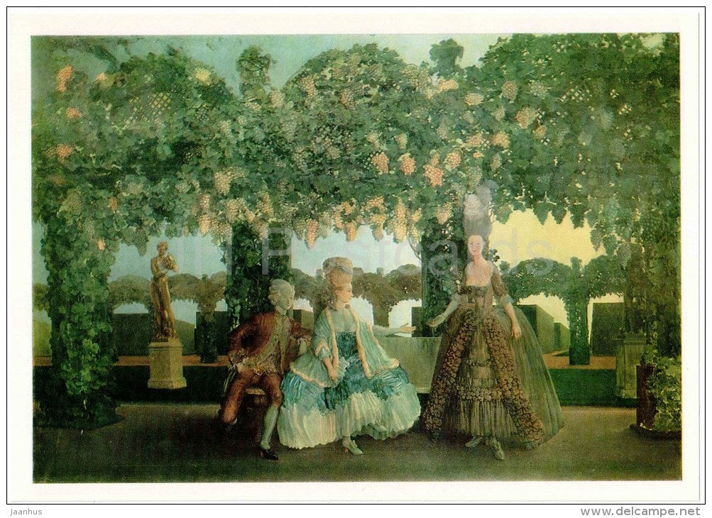 painting by Konstantin Somov , Evening , 1900-1 - court - large format postcard - russian art - unused - JH Postcards