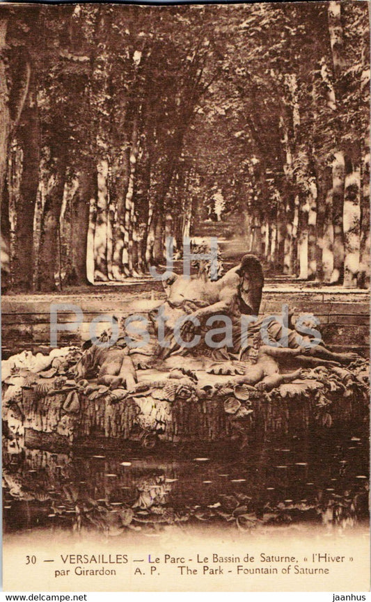 Versailles - Le Parc - Le Bassin de Saturne - l'Hiver par Girardon - 30 - old postcard - France - unused - JH Postcards