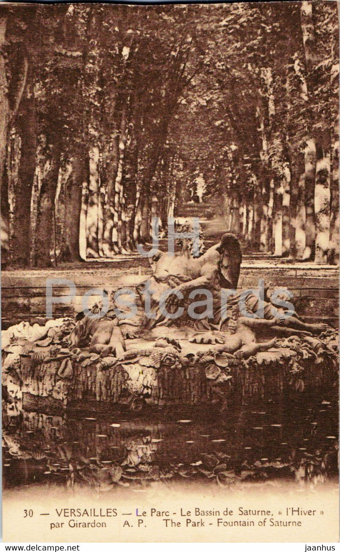 Versailles - Le Parc - Le Bassin de Saturne - l'Hiver par Girardon - 30 - old postcard - France - unused - JH Postcards