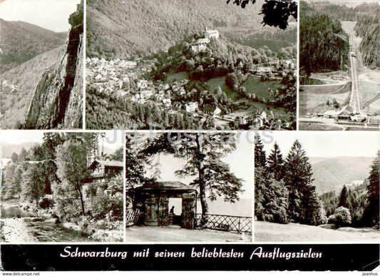 Schwarzburg mit seinen beliebtesten Ausflugszielen - old postcard - Germany DDR - used - JH Postcards