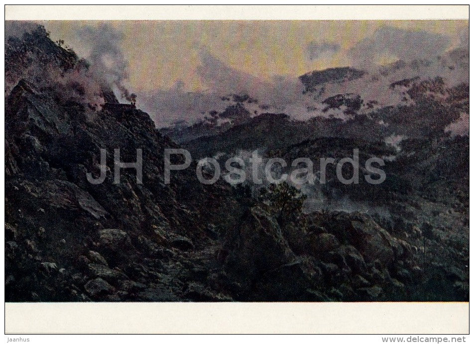 painting by A. Kiselyev - Old Surami pass , 1891 - Caucasus - Georgian art - 1961 - Russia USSR - unused - JH Postcards