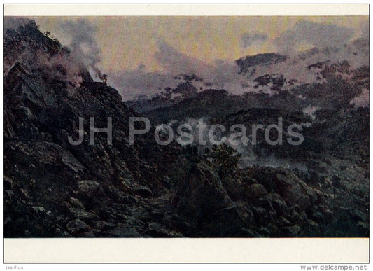 painting by A. Kiselyev - Old Surami pass , 1891 - Caucasus - Georgian art - 1961 - Russia USSR - unused - JH Postcards
