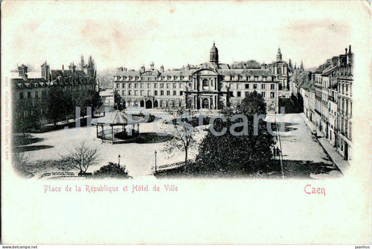 Caen - Place de la Republique et Hotel de Ville - town hall - 1004 - old postcard - France - unused - JH Postcards