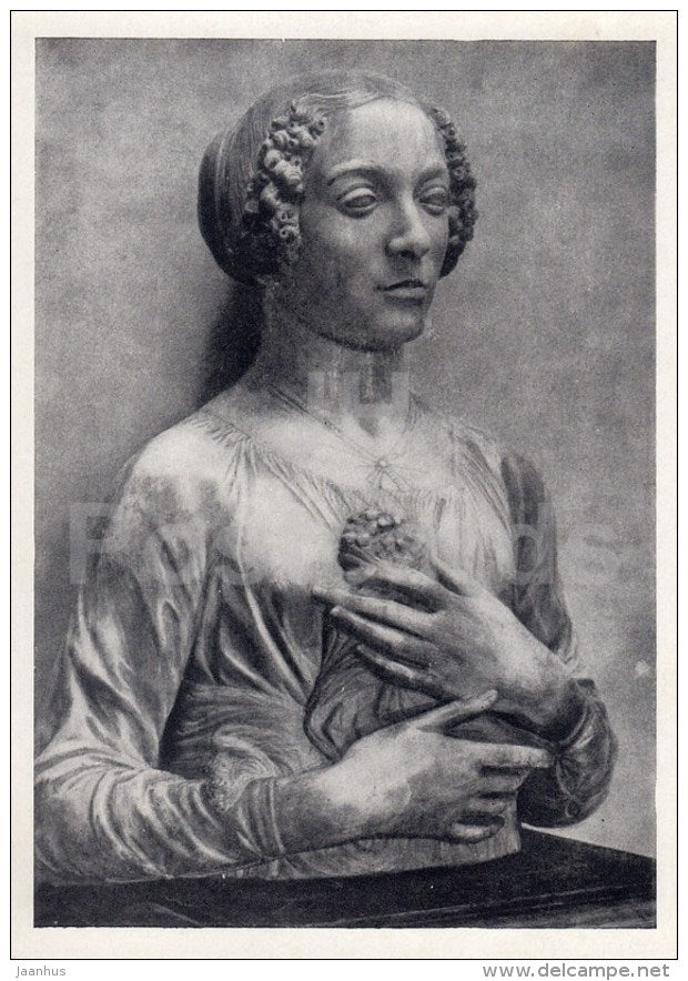 sculpture by Andrea del Verrocchio - Portrait of a Woman - Italian Art - 1964 - Russia USSR - unused - JH Postcards