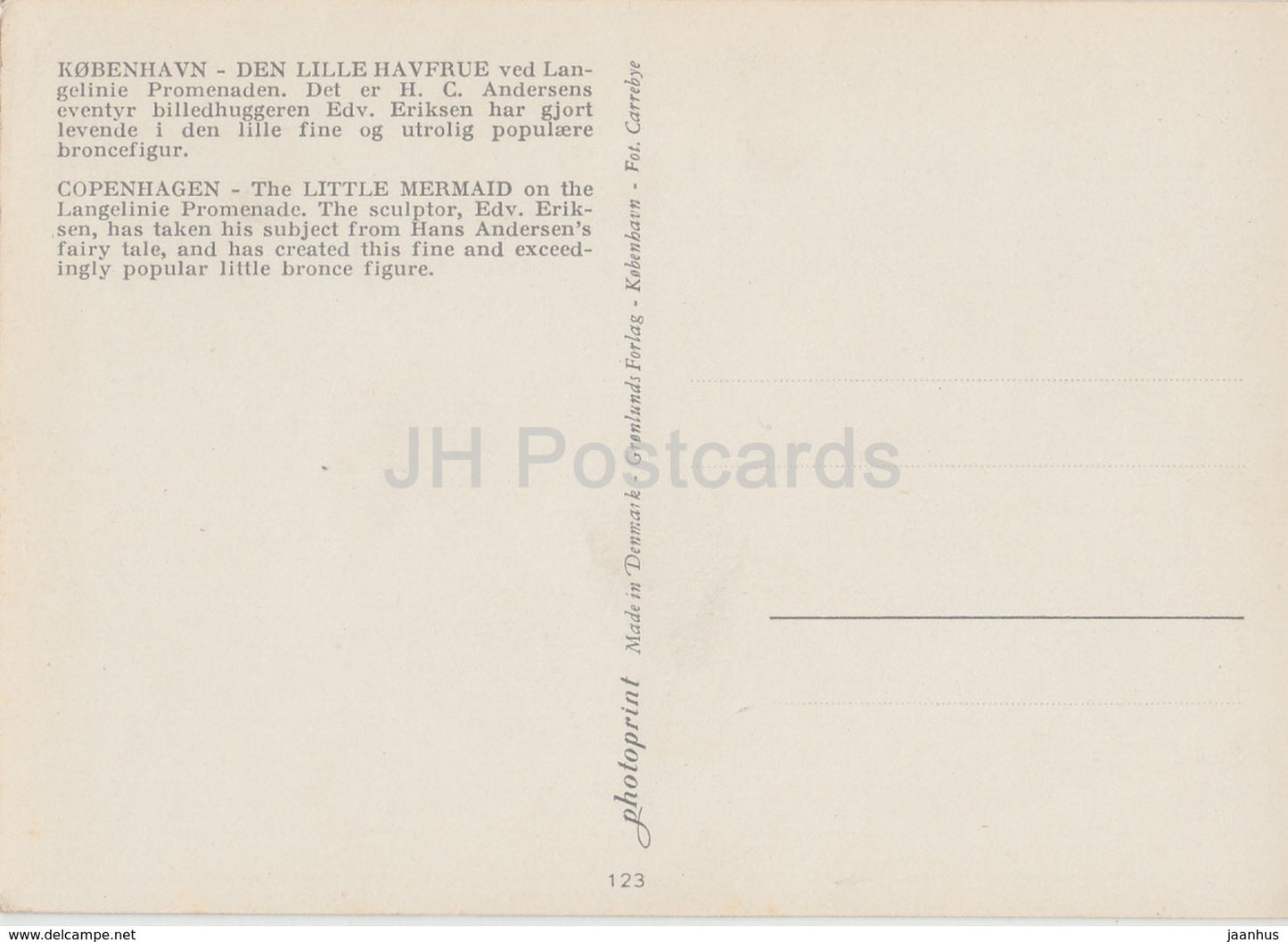 Copenhagen - The Little Mermaid - sculpture - 123 - Denmark - unused