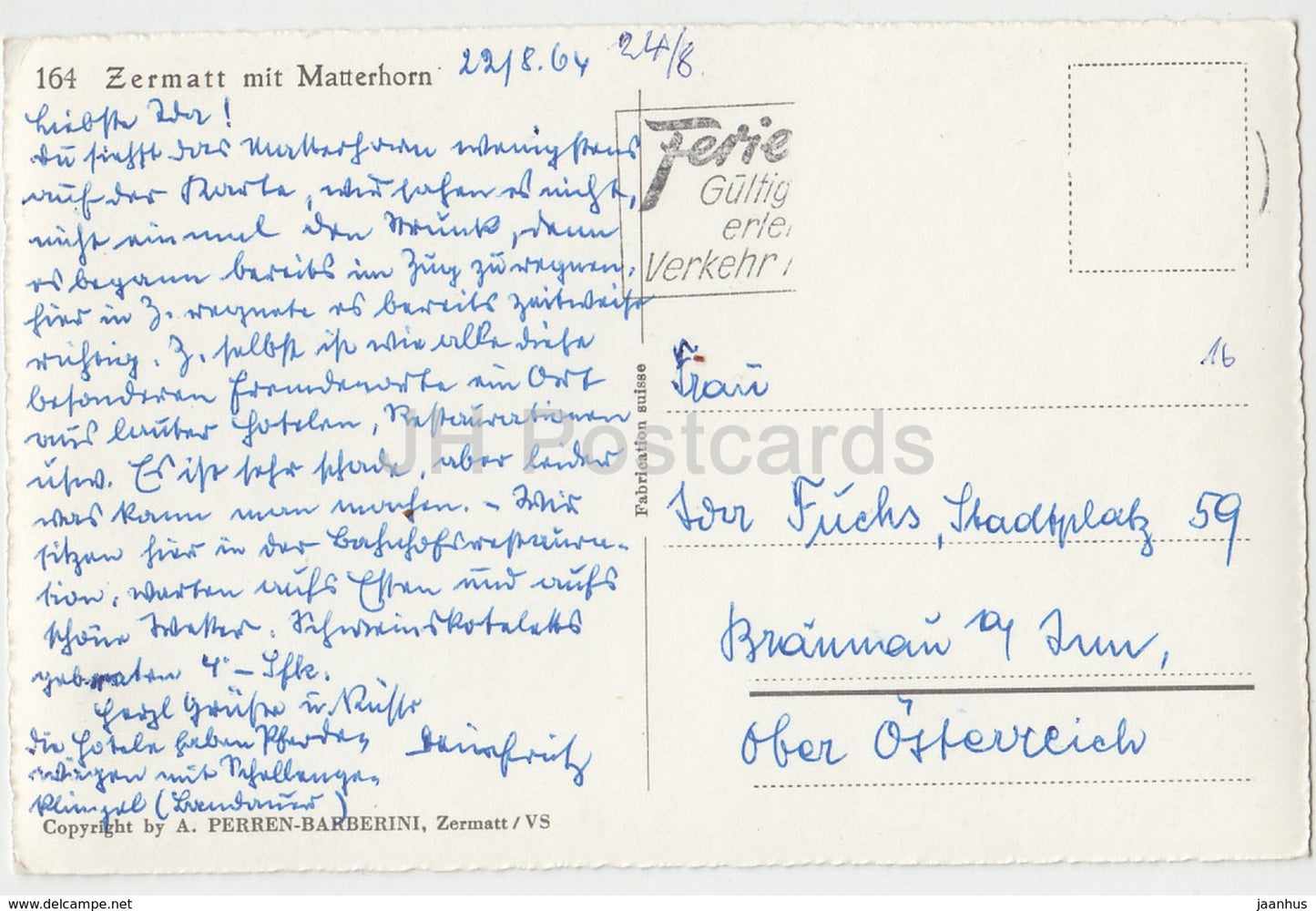 Zermatt mit Matterhorn - 164 - Switzerland - 1964 - used