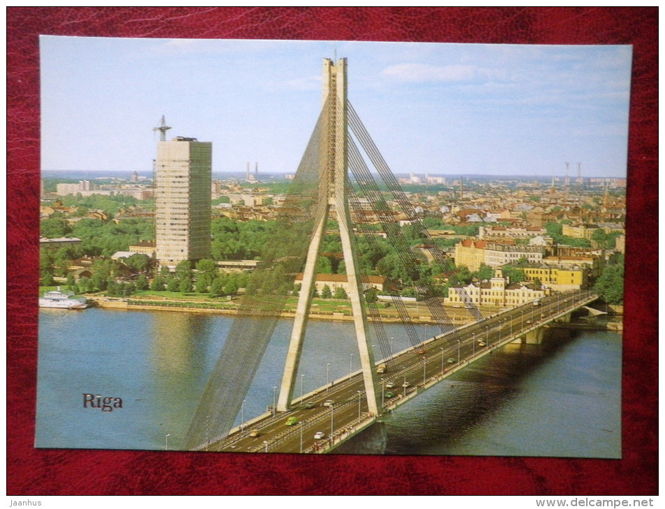 The Gorki birdge across Daugava river - Riga - 1985 - Latvia USSR - unused - JH Postcards
