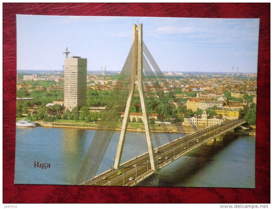 The Gorki birdge across Daugava river - Riga - 1985 - Latvia USSR - unused - JH Postcards