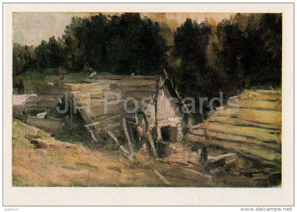 painting by K. Korovin - Barn - Russian art - Russia USSR - 1986 - unused - JH Postcards
