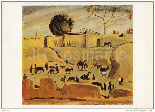 painting by A. Ketov - Cattle bazaarof Shikhand , 1975 - Russian art - Russia USSR - 1978 - unused - JH Postcards
