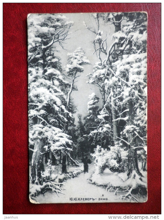 painting by J. Klever - Winter - russian art - Tsarist Russia - used - JH Postcards