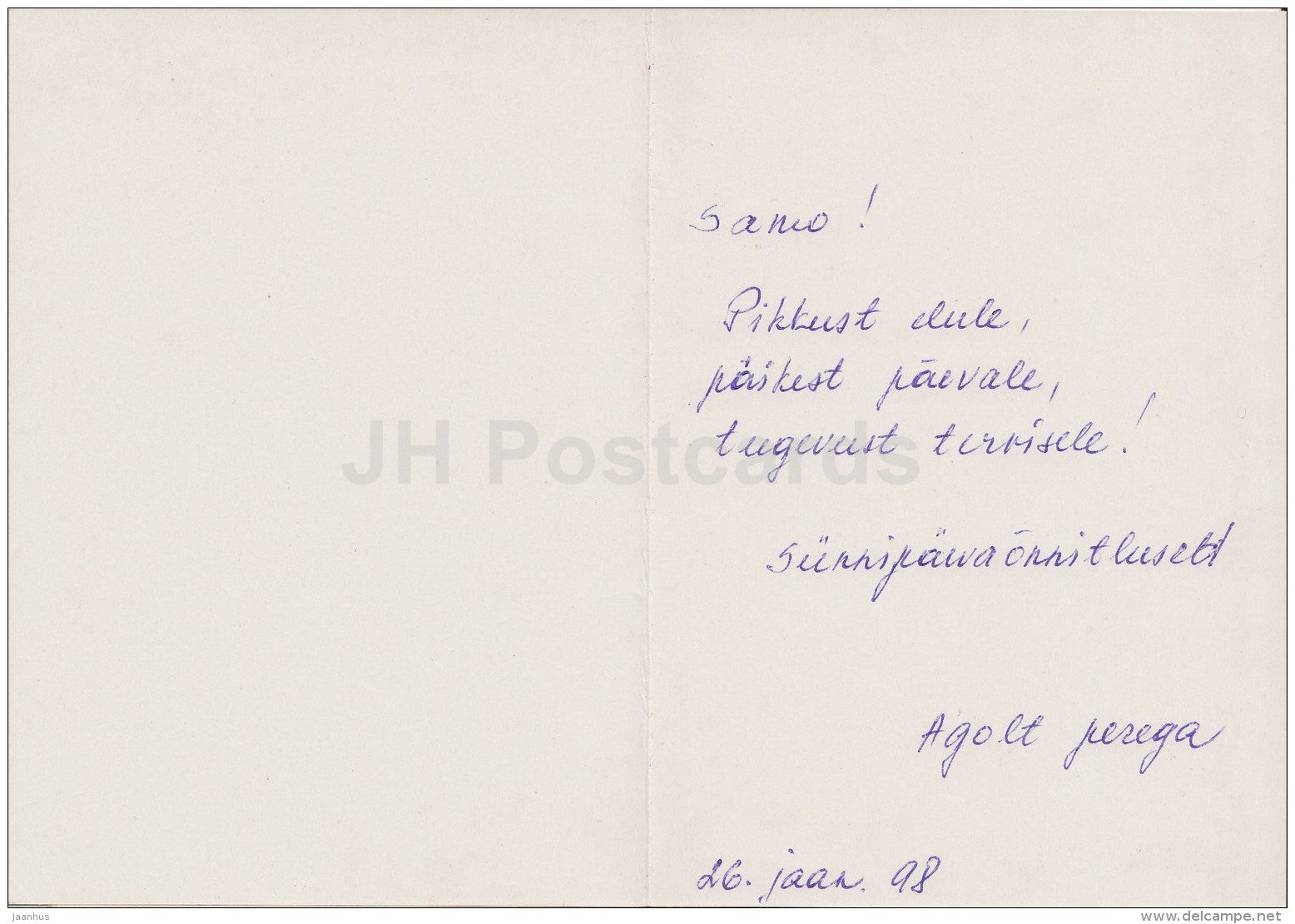 Birthday Greeting card - red rose - flowers - Estonia - used in 1998 - JH Postcards